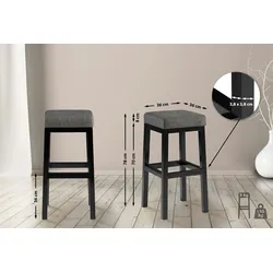 CLP Barhocker Taylor Stoffbezug Sitzhöhe 78 cm Metallgestell schwarz grau