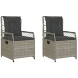 vidaXL Gartensessel 2 Stk. Verstellbar Hellgrau Poly Rattan