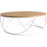 miliboo Couchtisch rund Weiß Eiche 80 cm