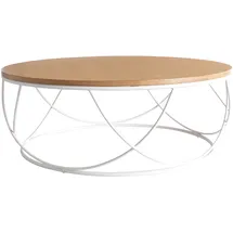 miliboo Couchtisch rund Weiß Eiche 80 cm