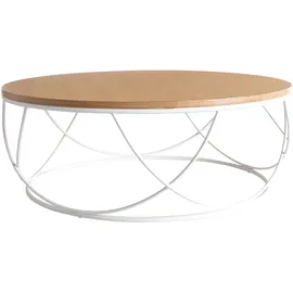 miliboo Couchtisch rund Weiß Eiche 80 cm
