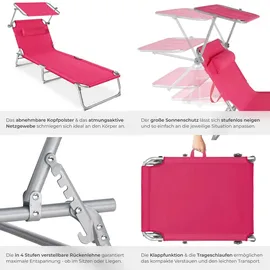 Tectake Chloé Sonnenliege 190 x 68 x 65 cm Pink