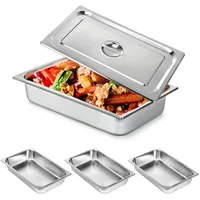 LUNICASHA 4pcs Edelstahl Warmhaltebehälter, Chafing Dish, Speisewärmer Gastronormbehälter Edelstahl, Buffet Wärmer, Wärmebehälter für Catering Buffet und Party