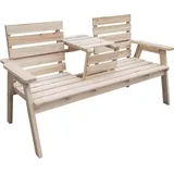 Home Deluxe Gartenbank REYA – 2-Sitzer aus Holz | Stilvolle Sitzbank für Garten, Balkon & Terrasse - Braun/Hellbraun/Dunkelbraun
