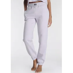Jogginghose LASCANA, Damen, Gr. 36/38, N-Gr, lila, Sweatware, Obermaterial: 60% Baumwolle, 40% Polyester, unifarben, Basic, bequem knöchellang, Hosen, mit geripptem Hosenbund, Loungewear, Loungeanzug