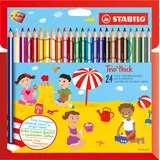 Stabilo Trio thick Buntstift sortiert, 24er-Set, Kartonbox, Anspitzer (203/2-24)