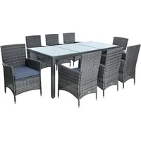 ESTEXO Polyrattan Sitzgruppe Gartenmöbel Set 8 Personen Rattan Gartenset Anthrazit - Grau