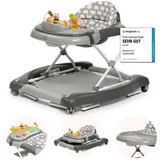 BRONEA® 4-in-1 Gehfrei Baby Lauflernwagen Schaukel Lauflernhilfe Babywalker mit Schaukelfunktion, Licht & Musik | Höhenverstellbar & Klappbar - Grau - Grau