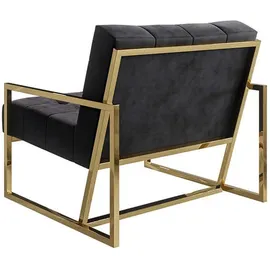 s-style möbel Loungesessel Mit Metall Füßen, Schwarz, Samtstoff