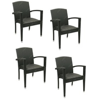 Konway Stapelstuhl MAUI (4 St), 4x KONWAY® MAUI Stapelsessel Schwarz Premium Polyrattan Sessel schwarz