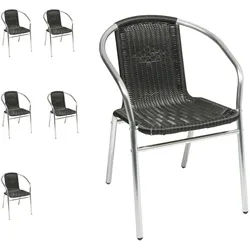 6 Stück Stabiler Aluminuim / Polyrattan Bistrostuhl stapelbar