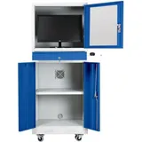 Industrie-PC-Schrank BEAR auf Rollen | HxBxT 170x68x60cm | Grau-Blau - Blau