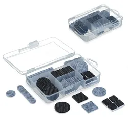 Relaxdays Möbelgleiter, 136er Pack, Filz, EVA, Möbelpads selbstklebend, Filzgleiter & Antirutsch-Pads, grau/schwarz