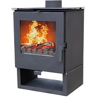 Kaminofen ALAZ K5S Schwarz Holzofen 6 kW Holz Ofen Kamin Heizofen Dauerbrandofen Hüttenofen