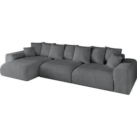 altdecor Ecksofa Cord mit Schlaffunktion 2-Sitzer Dunkelgrau