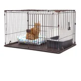 Iris Ohyama Welpenauslauf mit abschließbarer Tür und Dach, Katzengehege, H66cm, Braun, Hundebox, Für Outdoor, Indoor, Welpenlaufstall, Hundezaun, Welpenzaun, Laufstall Hund, Sts-1200ty