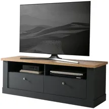 furn.design Tv-Lowboard, Grau, Eiche Wotan, Metall, Nachbildung,Eiche, Uni, Holz Optik, 2 Schubladen, Sockel, 135x51x45 cm, Wohnzimmer, Wohnwände, Lowboards, Lowboards stehend