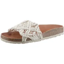 Verbenas Pantoffel VERBENAS "Raga Knots Digital", Damen, Gr. 35, beige (creme), Textil, Schuhe, Sommerschuh, Schlappen, Hausschuh in gehäkeltem Look