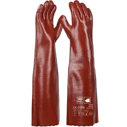 Pirat Vinyl-Chemikalienschutzhandschuh,58 cm, rotbraun, Premium-Qualität , 6 Paar - rot