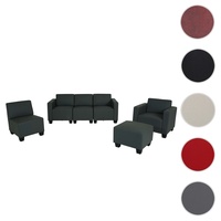 Mendler Modular Sofa-System Couch-Garnitur Lyon 3-1-1-1, Kunstleder ~ dunkelgrau