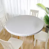 Cozomiz Elastische Tischdecke Gartentischdecke Rundtischdecke wasserdichte rutschfeste Abwischbar Schmutzabweisend Tischdecke Weiß 70cm Runde Enge Passform