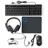 Nedis Gaming Combo Kit Tastatur, Headset, Maus und Mauspad - Schwarz - QWERTZ - DE-Layout