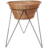 Dekoleidenschaft Verkaufsständer mit Weidenkorb Ø 65 cm, schwarzes Metallgestell, Warenkorb, Aktionskorb, Wühlkorb, Präsentationskorb