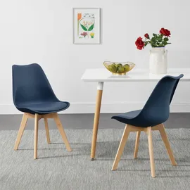 [en.casa] Stühle, Fläten 2er Set Kunstleder Blau