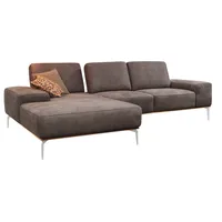 W.Schillig Ecksofa »run«, mit elegantem Holzsockel, Füße in Chrom glänzend, Breite 279 cm braun