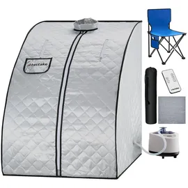 Tectake tectake® Mobile Dampfsauna ThermaLuxe II, 1000 W, 15 Temperaturstufen Grau/Blau