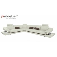 JVmoebel Ecksofa Sofas L-Form Möbel Bett Funktionen Textil Leder Schlafsofa Sofas Weiß, Made in Europa braun|weiß