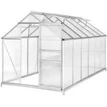 Tectake tectake® Gewächshaus mit Fundament, 11,13 m3, UV-beständig und wärmedämmend, 185 x 375 x 195 cm
