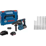 Bosch Professional 18V System Akku Bohrhammer GBH 18 V-26 F (SDS plus, inkl. 2x5.0Ah Akku, Schnellladegerät GAL 1880 CV, L-BOXX 136) + 8 tlg. Hammerbohrer SDS plus Set (für Beton, Zubehör)