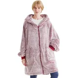 BEDSURE Hoodie Decke mit Ärmeln - Kuscheldecke mit Ärmeln übergroße Pullover Mit Reißverschluss, Sherpa Kuschelpullover Loungewear Sweatshirt Lang, Weihnachtsgeschenke für Frauen Herren Damen, Rot - Einheitsgröße