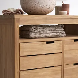 Tikamoon Waschtischunterschrank Serena aus massivem Teakholz 80 cm