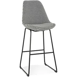 Bar-Sessel Stoff | 77 cm hoch | Hahnentritt-Muster Komfortabel | Schwarz-Weiß | Barstuhl | Kadima Design