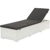 Sonnenliege mit Auflage Poly Rattan Weiß