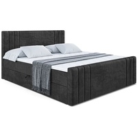 ALTDECOR Boxspringbett IDRIKO-Z, Polsterbett mit Kopfteil, Bettkasten, Fußteil - Hart (H4) Matratze - 160x200 - Schwarz Samt