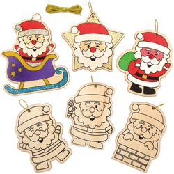 Lustiger Weihnachtsmann Holzdekorationen zum Ausmalen  (pro Set 12) Bastelaktivitäten zu Weihnachten