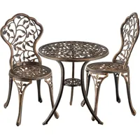 Tectake Bistroset 3-tlg. Schwarz/Grau