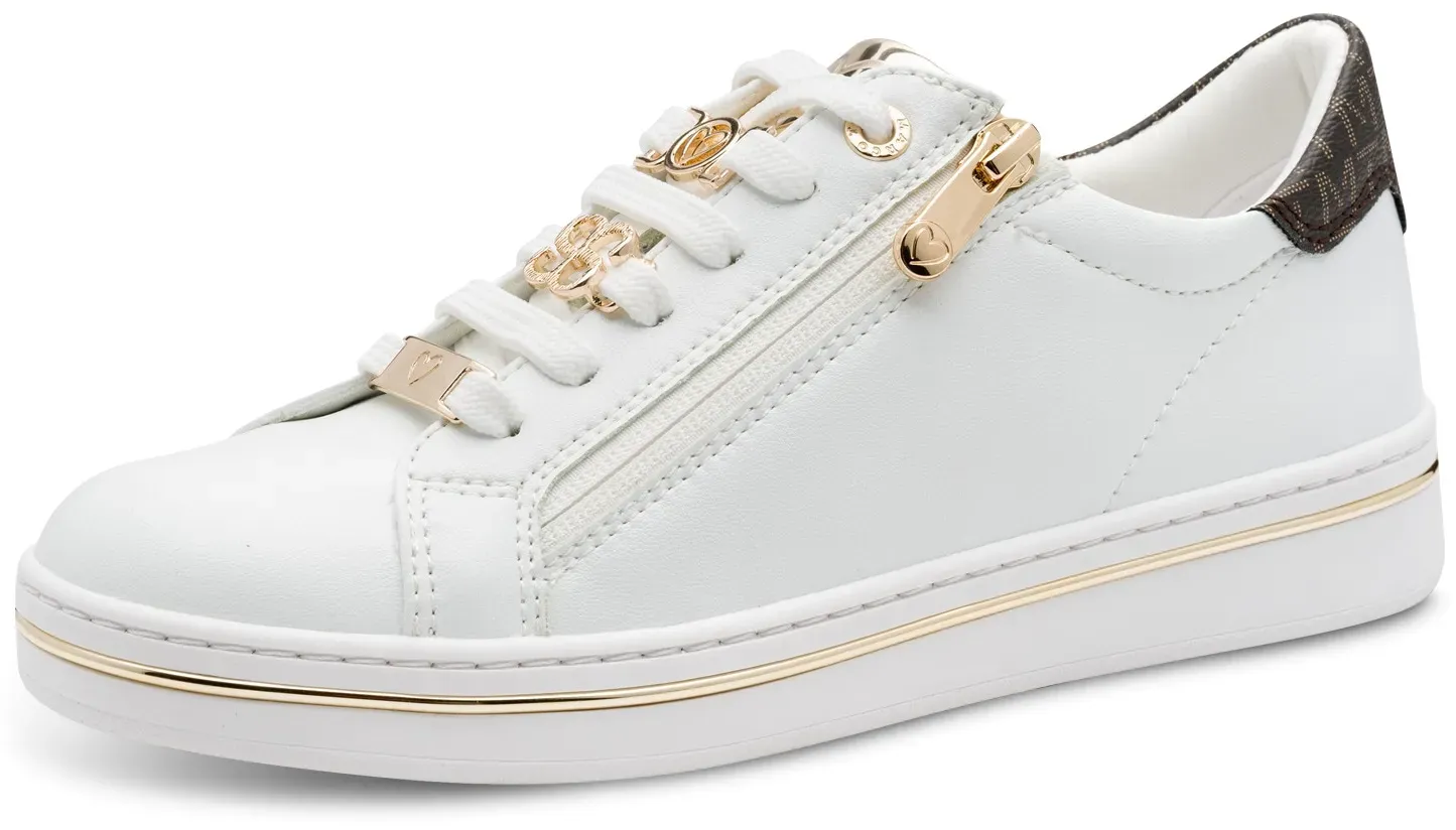 Plateausneaker MARCO TOZZI, Damen, Gr. 37, weiß, Lederimitat, Schuhe Plateausneaker, Freizeitschuh, Halbschuh, Schnürschuh mit Logoschriftzug