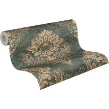 A.S. Création A.S. Creation Tapete Kollektion Metropolitan Stories 2 Vliestapete mit Ornamenten 0,53 x 10,05 m – Grün, Gold – elegante Barocktapete Made in Germany – 379011