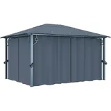 vidaXL Alu-Pavillon 4 x 3 m anthrazit inkl. Vorhängen