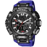 SMAEL MäNner Military Watch,50 Mwasserdicht Multifunction Quarz Elektronische Uhr,GroßEs Zifferblatt Digitaluhr,Outdoor-Sportuhr MäNner, Analog Digitaluhren,Dark blue