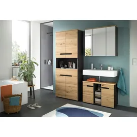 xonox.home Waschbeckenunterschrank Canu 80 x 55 x 34 cm Eiche/Grau