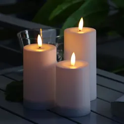 LED Solar Kerzen - Kerzenset Outdoor - 3 Größen - D: 7,5cm - Dämmerungssensor - ...