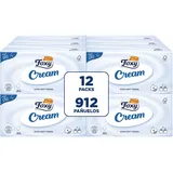 Foxy Creme | Gesichtstücher in Box | 12 Packungen mit 76 Taschentüchern 4-lagig | Mit Feuchtigkeitscreme | FSC zertifiziert | 100% erneuerbare elektrische Energie | 100% recycelbare Verpackung