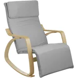 Baroni Home Schaukelstuhl mit Armlehnen aus Holz, ergonomisch, aus Stoff mit Kopfstütze und 5 Höhen verstellbaren Fußstütze. 150 kg belastbar, Wohn- oder Schlafzimmer, Grau, 82x67x98 cm