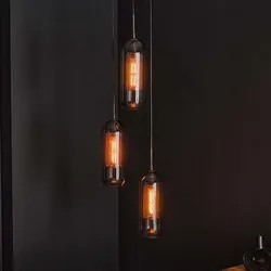 Deckenlampe Glas und Stahl in modernem Design Schwarzgrau
