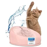 Lucky Kitty Trinkbrunnen für Katze rosa I Katzenbrunnen Keramik Handarbeit, hygienisch I Kein Aufladen, kein Filter-Tausch I Trinkbrunnen leise & energiesparend I Wasserspender Katzen plastikfrei